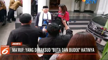 Ma’ruf Amin klarifikasi pernyataan yang diduga menyinggung kaum disabilitas tentang buta dan budek.