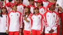 Sejumlah atlet mengikuti pelepasan Kontingen Indonesia untuk SEA Games 2019 Filipina di Istana Bogor, Jawa Barat, Rabu (27/11/2019). Sebanyak 841 atlet Indonesia akan berlaga di 52 cabang olahraga pada ajang multievent olahraga terbesar se-Asia Tenggara. (Liputan6.com/Angga Yuniar)