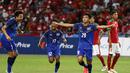 Rungrat Phumichantuk mencetak dua gol ke gawang Indonesia U-23. (Bola.com/Arief Bagus)