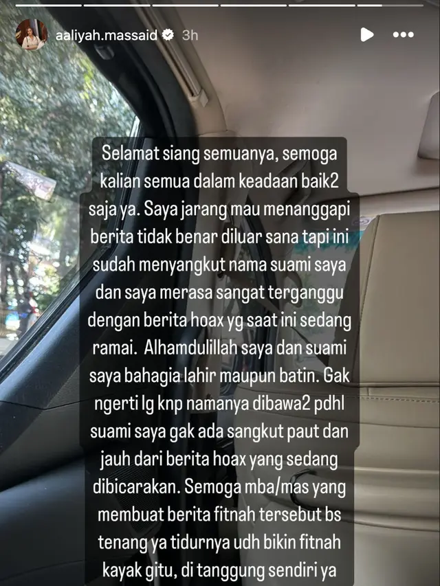 Unggahan Aaliyah Massaid. (Foto: Dok. Instagram @aaliyah.massaid)