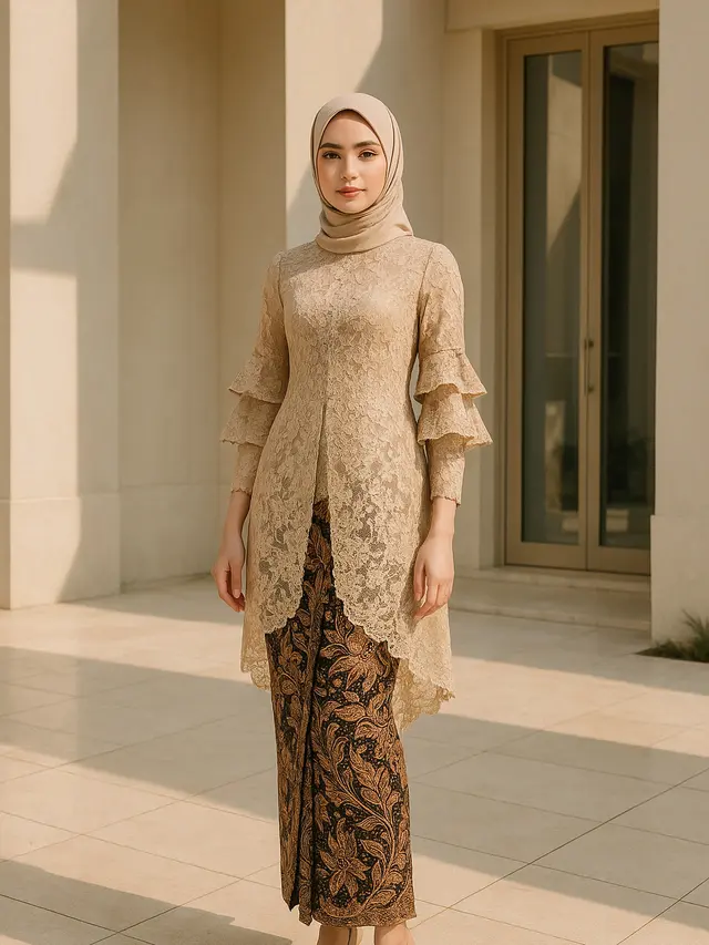 Model Brokat Panjang Bawahan Batik
