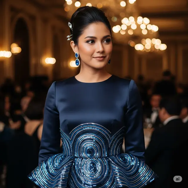 Inspirasi Dress Pesta Peplum High Waist Satin. Foto: Gemini