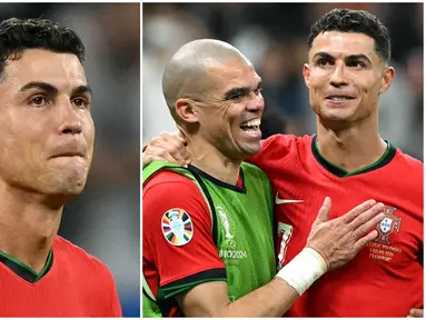 Momen campur aduk menyelimuti perasaan Cristiano Ronaldo saat Portugal menghadapi Slovenia pada babak 16 besar Euro 2024 di Frankfurt Arena, Selasa (2/7/2024). Sang megabintang yang sempat menangis setelah gagal cetak tendangan penalti akhirnya bisa tersenyum dan bernafas lega setelah Portugal menang adu penalti dan lolos ke perempat final.
