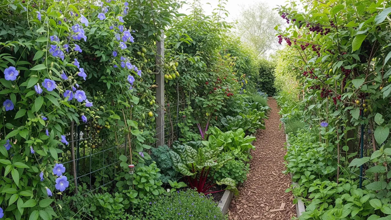 Desain Mini Food Forest dengan Tanaman Rambat (Image by Gemini AI)