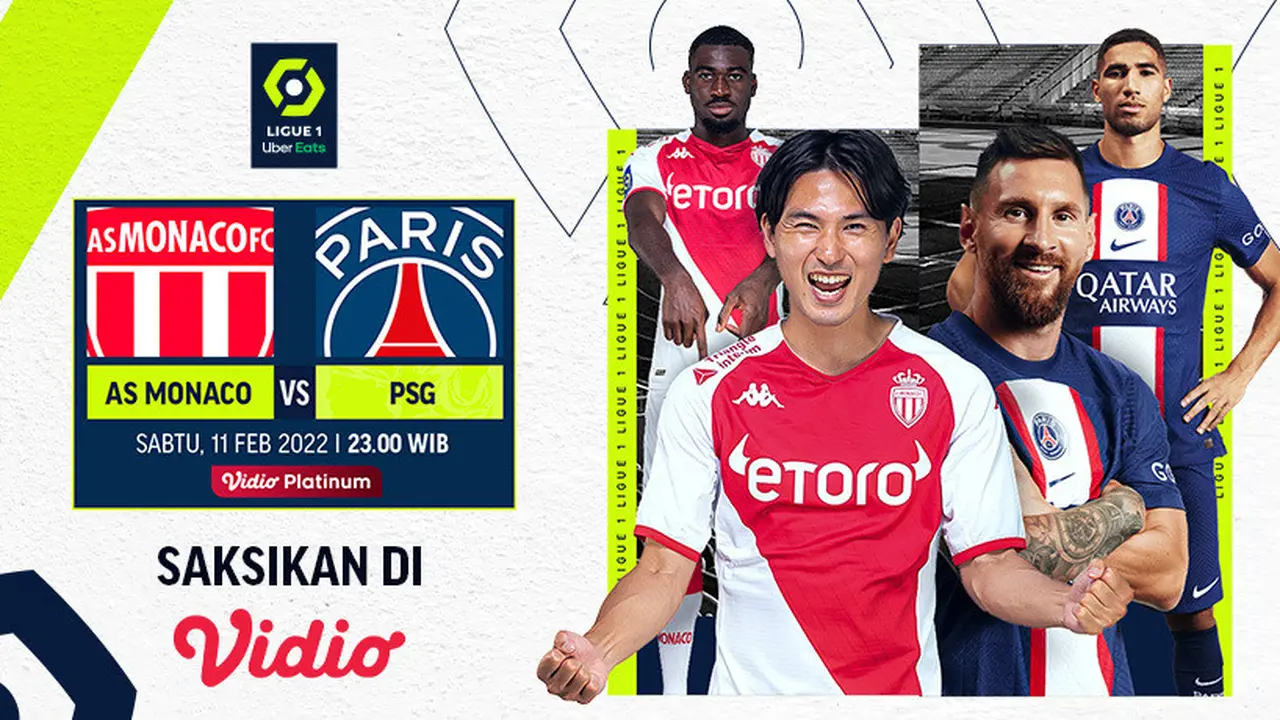 Saksikan Live Streaming Big Match Ligue 1 PSG Vs AS Monaco Sabtu, 11 Januari 2023 di Vidio
