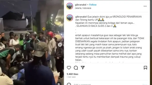 Wanita Ditabrak Pacarnya karena Cemburu, Teman Korban Ungkap Identitas Pelaku dan Kronologi Kejadiannya