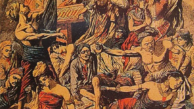 Ilustrasi perang Puputan. (Wikimedia)