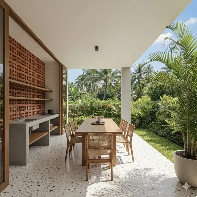 Teras Rumah Menyatu dengan Dapur Outdoor