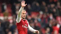 4. Jack Wilshere - Sempat diincar Juventus, gelandang Arsenal ini akhirnya resmi berlabuh di West Ham. The Hammers mengamankan jasa kreator asal Inggris ini dengan status bebas transfer dengan kontrak tiga musim. (AFP/Glyn Kirk)