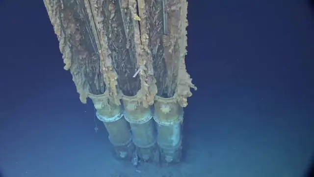 Tabung torpedo bangkai kapal Sammy B. (Kredit gambar: Ekspedisi Kelautan dan Eyos Caladan/AFP/Getty Images)