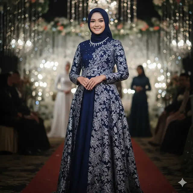 Gamis Ceruty dengan Detail Payet Berkilau