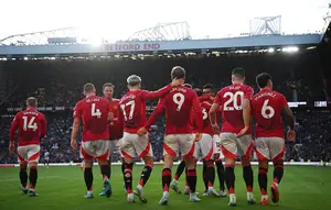 Selebrasi pemain Manchester United saat melawan Brentford di Liga Inggris (AFP)