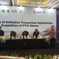 Penandatanganan kesepakatan divestasi saham PT Vale Indonesia Tbk (INCO), di Hotel Pullman, Jakarta, Senin (26/2/2024). (Foto: Liputan6.com/Arief RH)