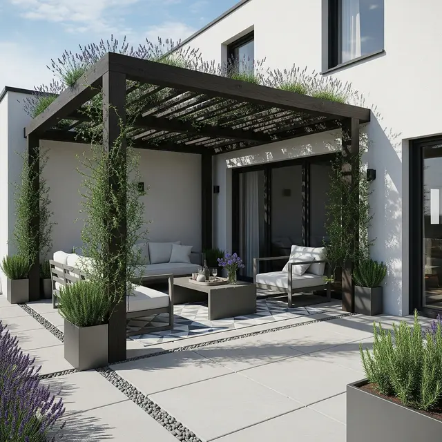 Teras Rumah dengan Tanaman Aromatik Pengusir Serangga (Image by Gemini AI)