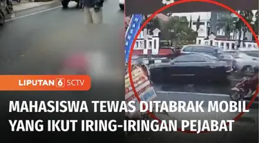 Seorang mahasiswi tewas usai tertabrak mobil yang ikut dalam iring-iringan pejabat di Cianjur, Jawa Barat, dari arah berlawanan. Pelaku langsung kabur setelah menabrak korban.