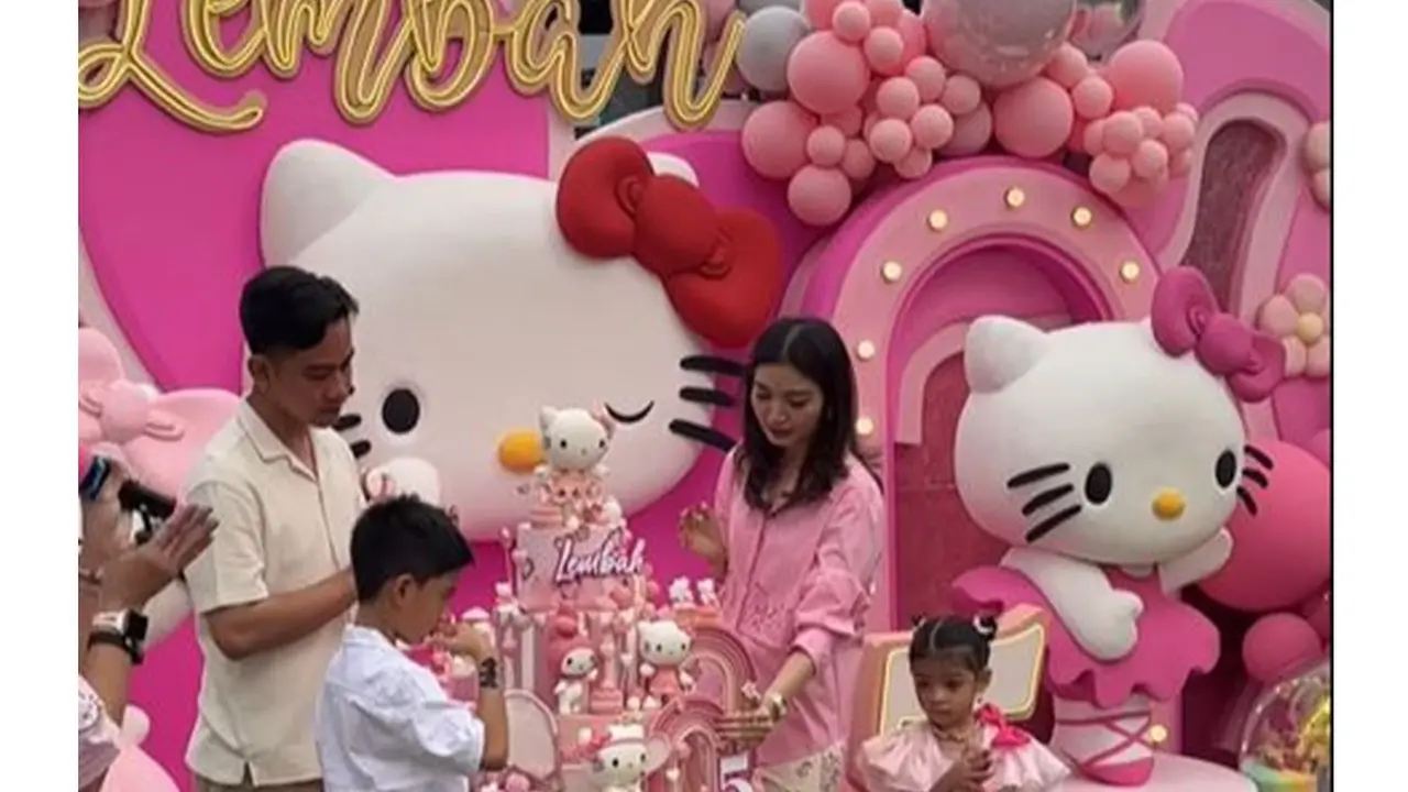 6 Potret Gibran dan Selvi Ananda Rayakan Ultah ke-5 La Lembah, Bertema Hello Kitty