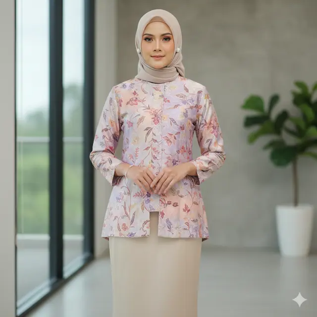 Atasan Batik Silk dengan Rok Panjang (Foto: Gemini AI)