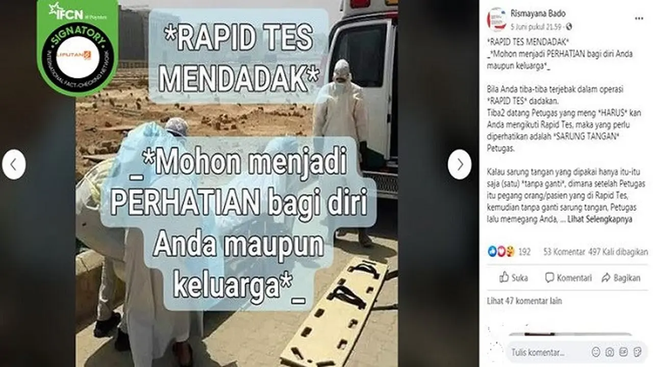 Gambar Tangkapan Layar Kabar Hoaks Tentang Virus Corona