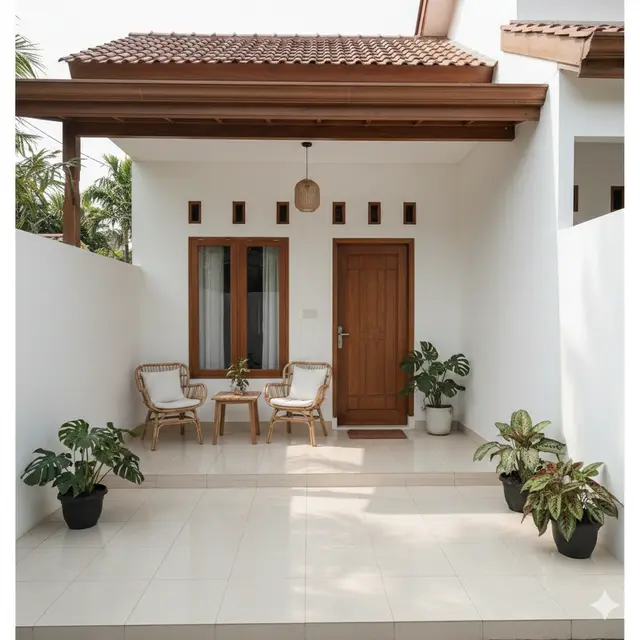 Model lantai teras rumah kecil (Foto: Gemini AI)