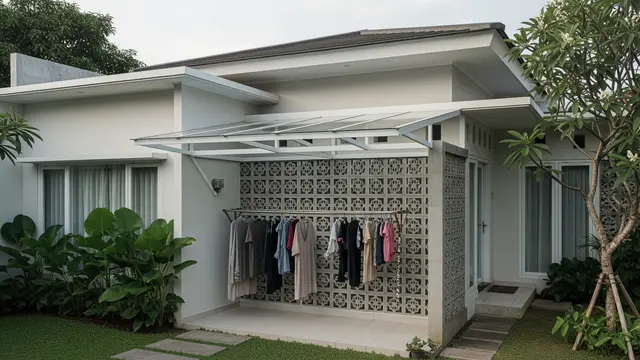 Desain Jemuran dengan Roster dan Kanopi Transparan Anti Lembap/Gemini AI