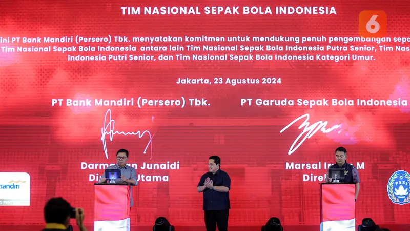 Foto: Beri Dukung Penuh Perjuangan Timnas Indonesia, Bank Mandiri Jalin Kerja Sama dengan PSSI