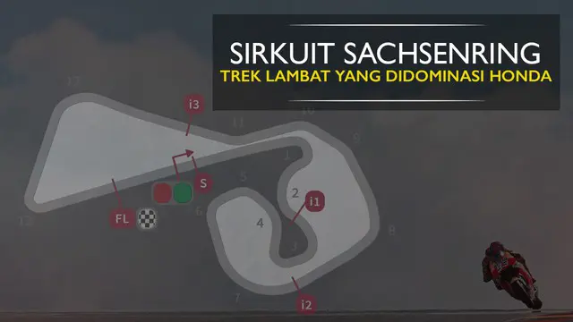 Berita video motion grafis tentang sirkuit Sachsenring, Jerman, di mana pebalap Repsol Honda, Marc Marquez, tak terbendung.
