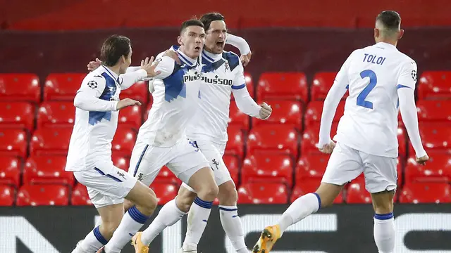 FOTO: Kejutan di Liga Champions, Atalanta Permalukan Liverpool di Anfield