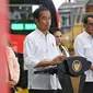 Presiden Joko Widodo (Jokowi) didampingi Menteri Perhubungan Budi Karya Sumadi meresmikan pengoperasian kereta api Makassar &ndash; Parepare lintas Maros-Barru pada Rabu 29 Maret 2023. Kereta api yang diresmikan ini merupakan kereta api pertama di Sulawesi. (Dok Kemenhub)