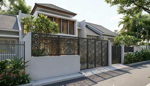 Model Pagar Rumah dengan Kombinasi Tembok Rendah dan Besi Tipis (Foto: Gemini)