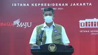 Ketua Satgas COVID-19 Doni Monardo tegaskan keputusan dilarang mudik ini narasinya adalah narasi tunggal saat konferensi pers di Istana Kepresidenan Jakarta, Senin (3/5/2021). (Biro Pers Sekretariat Presiden)