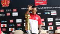 Panglima TNI, Gatot Nurmantyo saat menghadiri press conference Piala Jenderal Sudirman di Hotel Century, Senayan, Jakarta, Rabu (20/1/2016). (Bola.com/Nicklas Hanoatubun)