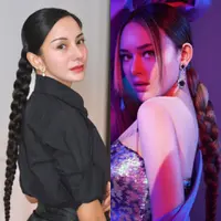 Kirana Larasati dan Amanda Manopo dengan Gaya Rambut Kepang. [@arlynhairdo/