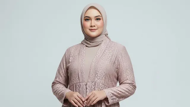 Model Gamis Blazer Brokat untuk Wanita Berhijab Gemuk