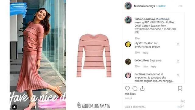Terlihat Sederhana, Harga 7 Kaus Luna Maya Ini Bikin Melongo