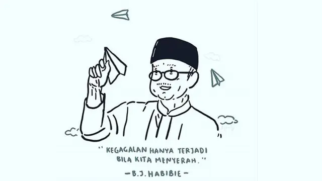 Warganet Berduka, Kenang BJ Habibie Lewat Karikatur Menyentuh