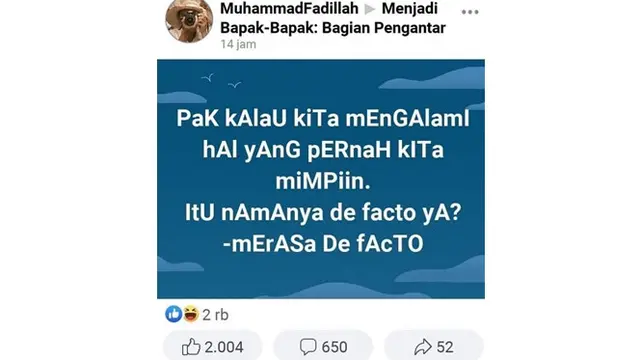 6 Status Facebook Bapak-Bapak Salah Tulis Kata Ini Bikin Mikir