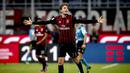 Ekspresi pemain AC Milan, Manuel Locatelli, setelah mencetak gol ke gawang Juventus pada laga pekan ke-9 Serie A 2016-2017, di San Siro, Minggu (23/10/2016) dini hari WIB. (AFP/Marco Bertorello)