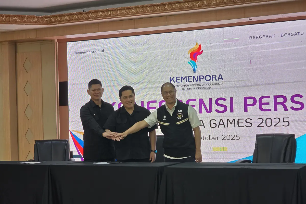 Jumpa pers Menpora Erick Thohir soal anggaran SEA Games 2025
