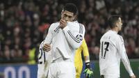 Jude Bellingham merayakan golnya bersama Real Madrid di Liga Champions 2024/2025 (c) AP Photo/Thibault Camus