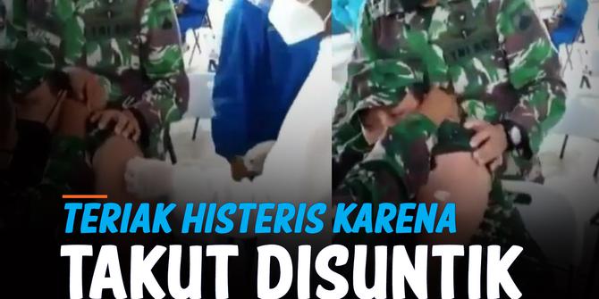 VIDEO: Detik-Detik Anggota TNI ini Histeris saat akan disuntik