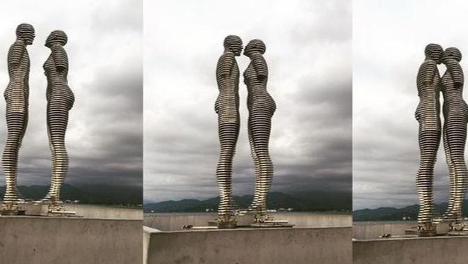 Patung Ali dan Nino karya Tamara Kvesitadze (Foto: @anasty44 / Instagram).