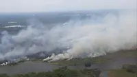 Salah satu titik kebakaran lahan di Provinsi Riau yang menimbulkan kabut asap. (Liputan6.com/Dok Lanud Roesmin Nurjadin)