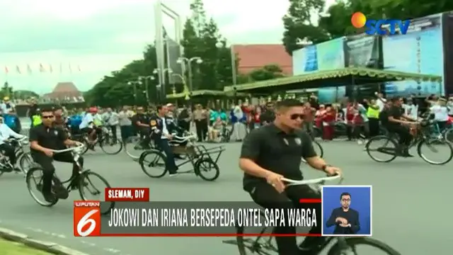 Naik Sepeda Ontel, Jokowi dan Iriana Hadiri Deklarasi Alumni Jogja