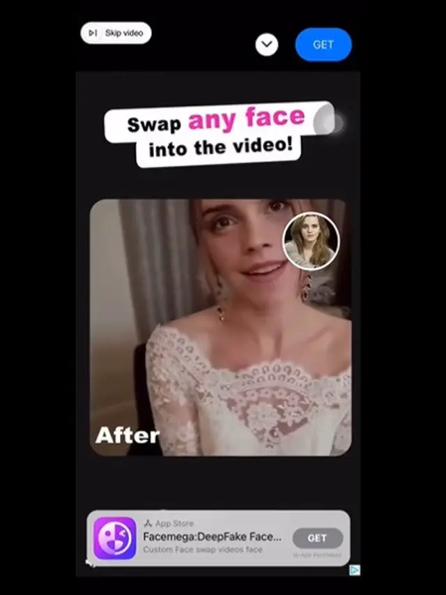 Iklan AI Deepfake yang menampilkan wajah Emma Watson (Tangkapan layar Twitter @laurenbarton03)