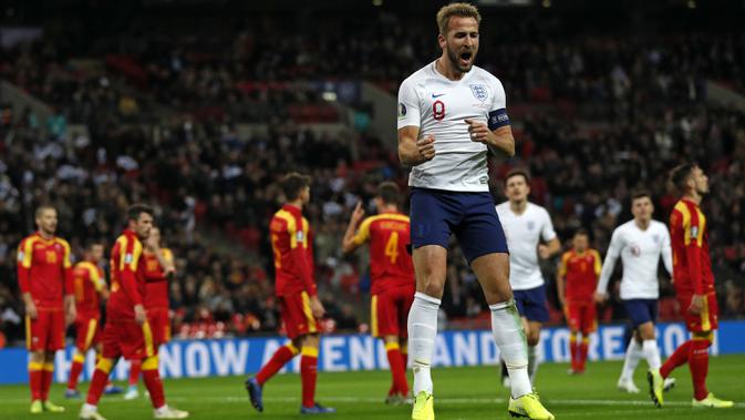 Gol demi gol berhasil dicetak oleh Harry Kane bersama Timnas Inggris. (AFP/Adrian Dennis)