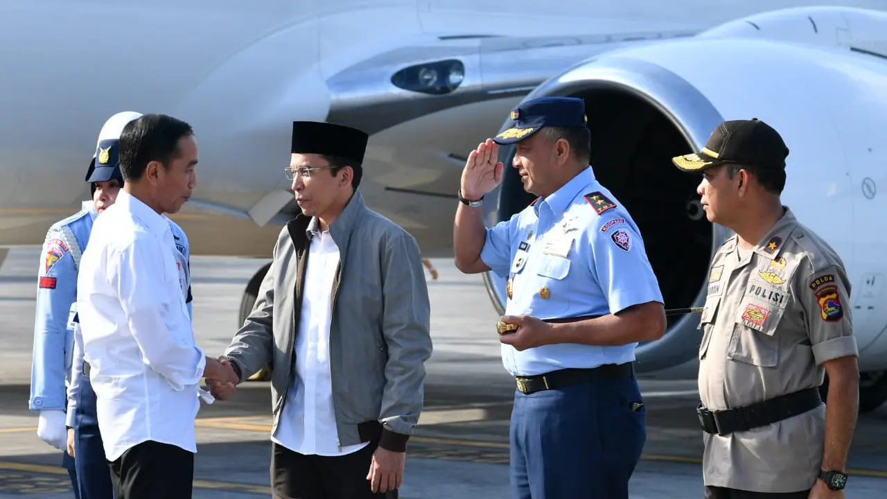 Presiden Jokowi tiba di Lombok, Nusa Tenggara Timur (NTT) untuk memantau penanganan korban gempa. (Setpres)