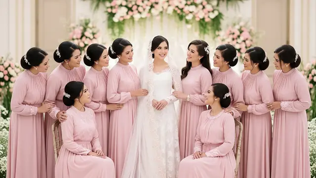 Warna Gamis Bridesmaid yang Paling Aman di Foto Keluarga (Image by Gemini AI)