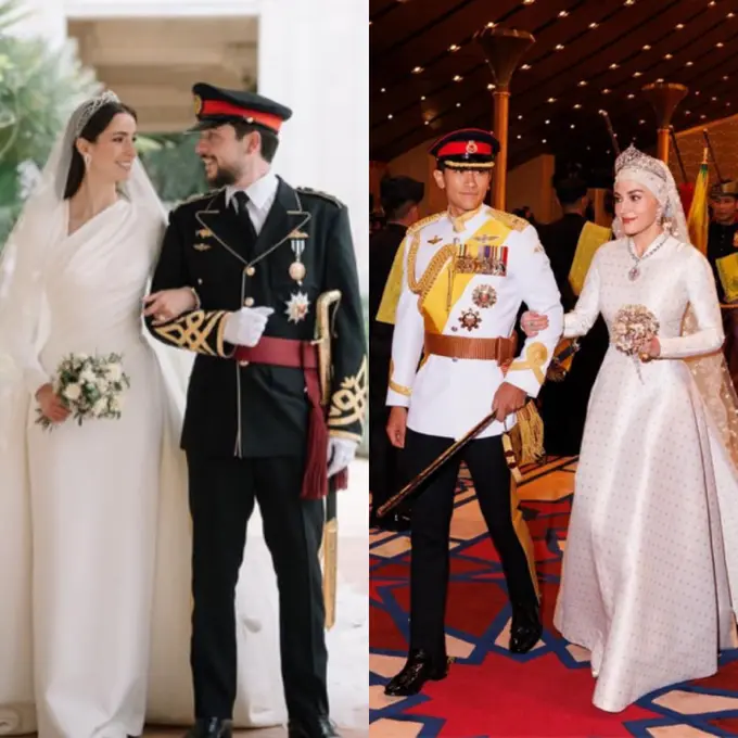 Adu Penampilan Royal Wedding Pangeran Mateen-Anisha Rosnah dari Brunei Darussalam dengan Putra Mahkota Hussein-Rajwa Alseif dari Yordania