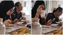 Terlihat makan sambil bermain HP, sikap Adiba Khanza di meja makan ini dikomentari. Netizen berkomentar jika sebaiknya Adiba fokus makan tanpa bermain HP dan menikmati obrolan ringan bareng Umi Pipik dan Abidzar. Ramai komentar tersebut di kolom komentar, Umi Pipik memberikan penjelasan bahwa banyak orang yang juga masih main HP ketika makan karena ada sesuatu yang tak bisa ditinggalkan. (Liputan6.com/IG/@_ummi_pipik_)