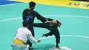 Hanifan Yudani Kusumah, meraih medali emas Asian Games 2018 dari nomor tarung kelas C 55-60 kg usai mengalahkan Thai Linh Nguyen asal Vietnam. (merdeka.com/Imam buhori)